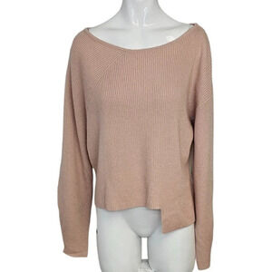 PINKO Asymmetrical  Wool Cashmere Ribbed Sweater Pink Size Small